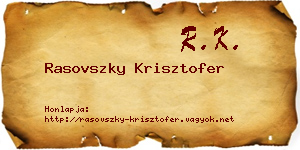 Rasovszky Krisztofer névjegykártya